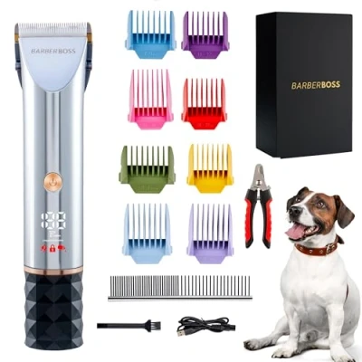 Image of BarberBoss Dog Clippers Professional for Thick Hair, Grooming Kit, Cat Matted Fur, Pet Clippers, Cordless