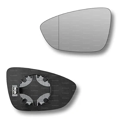 Image of Less4spares Replacement Wing Mirror Glass Left Compatible with VW Scirocco 2008 2017 CLIP ON Passnager Near Side N/S Heated Blind Spot