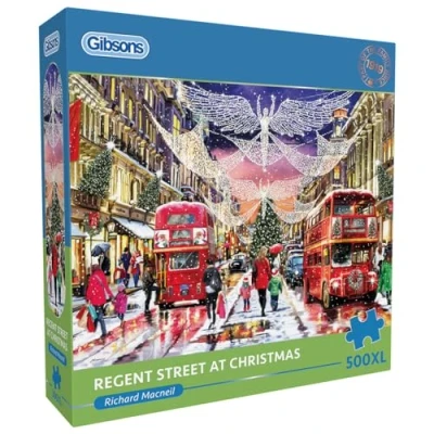 Image of Regent Street at Christmas 500XL Piece Jigsaw Puzzle London Lights Extra Large for Adults Premium 100% Recycled Board Great Gift Gibsons Games B Co
