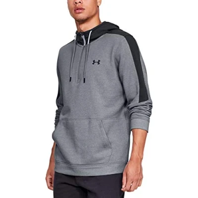 Image of Under Armour Men Micro thread Fleece 1/2 Zip Warm up Top Steel Light Heather/Black/Black (035), Medium