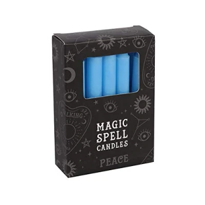 Image of Grindstore Magic Spell Peace Set of 12 Sky Blue Candles 10cm, 10.3 x 7.3 2.5 cm
