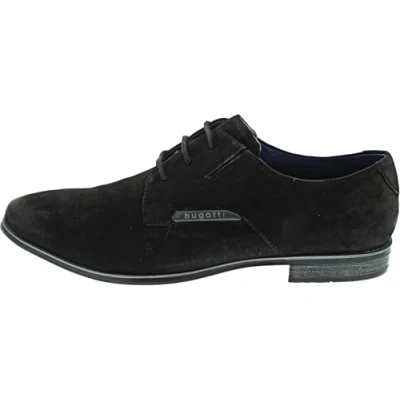 Image of bugatti Men&#039;s Business Low Shoe Made Leather, Derby in Minimalist Design, Black 3, 7.5 UK