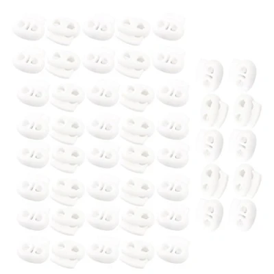 Image of sourcing map Plastic Spring Loaded Drawstring Cord Lock Toggles 50pcs White