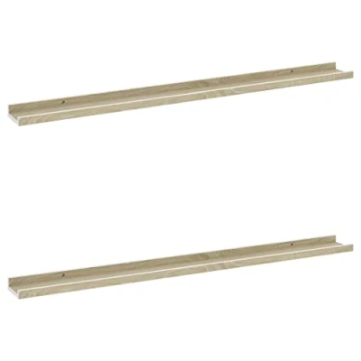 Image of vidaXL Wall Shelves 2 pieces, White and Sonoma Oak MDF Modern Design for Living Room, Bedroom, Office
