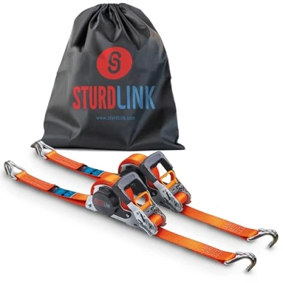 Image of Automatic Ratchet Straps 5m 35mm with J Hooks LC 1000kg/2000kg in U Strap Reel/Winder Set x2 + Transport Bag Auto Retractable Tie Down for Trailer, Utility, Quad, Moto, Boat