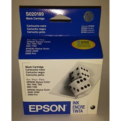 Image of Epson Black ink inkjet cartridge S020189 SO20189 Stylus Color 740 740I 760 840 840I 860 1160 Scan 2000 2500 Pro