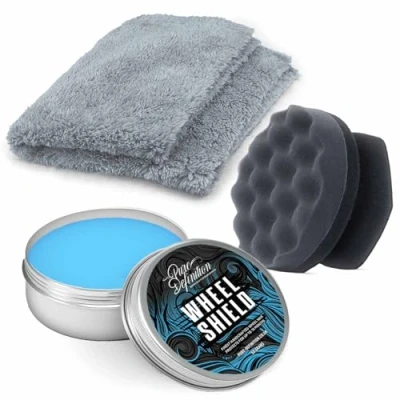 Image of Wheel Shield Wax Car Alloy &amp; Rim High Gloss Protection Paste Sealant Coating Pure Definition (50g + Hand Pad Cloth)