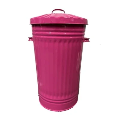 Image of KetoPlastics 45L Litre HOT PINK Galvanised Retro Slim Metal Bin Kitchen Rubbish Waste Dustbin Storage
