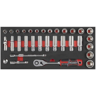 Image of Premier Socket Set with Tool Tray 3/8inSq Drive 32 Piece