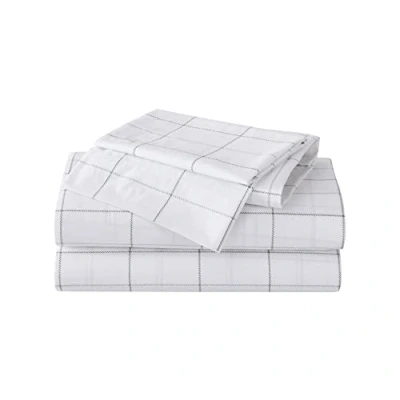 Image of Eddie Bauer Home Sheets Cotton Percale Crisp and Cool Stylish Decor Full Northern Plaid Grey/White Duvet Cover Set