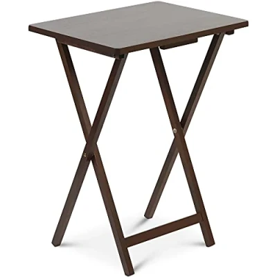 Image of PJ Wood Folding TV Tray &amp; Snack Table Dark Walnut