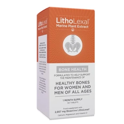 Image of LithoLexal Bone Health 60 Tablets (1 Month Supply) Food Supplement, containing Plant Based Calcium, Magnesium and Vitamin d