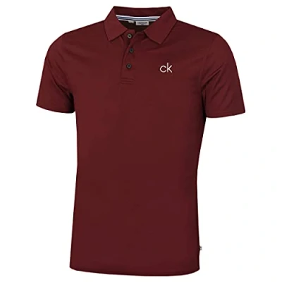 Image of Calvin Klein Mens Central Eco Polo Shirt Burgundy L