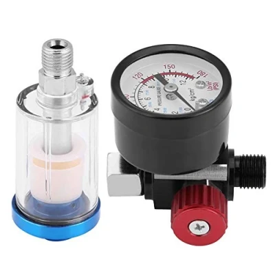 Image of Dingln Air Pressure Regulator,Pneumatic Spray Gun Regulator Gauge In line Oil Water Trap Filter Separator Kit