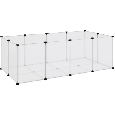 Image of vidaXL Small Animal Cage Transparent 144x74x46.5 cm PP and Steel
