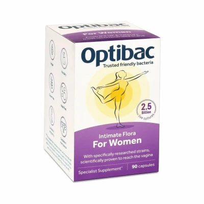 Image of Optibac Probiotics for Women Vegan Probiotic Supplement, Scientifically Formulated Vagina Flora 90 Capsules