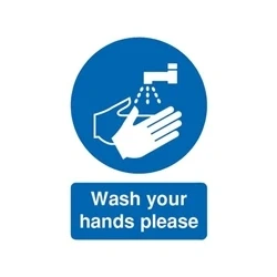 Image of Safety Sign Wash Your Hands Please A5 Self Adhesive