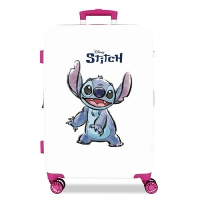 Image of Disney Adorable Stitch Moods Cabin Suitcase Hard ABS Side Combination Lock 4 Wheels Double Luggage Hand Luggage, Happy, Maleta mediana, Medium