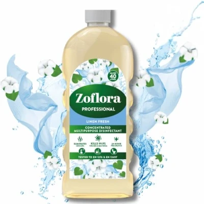Image of Zoflora Concentrated Linen Fresh Disinfectant Liquid, 1 Litre, Powerful Antibacterial &amp; Multi Surface Cleaner, Kills 99.9% of Bacteria Viruses