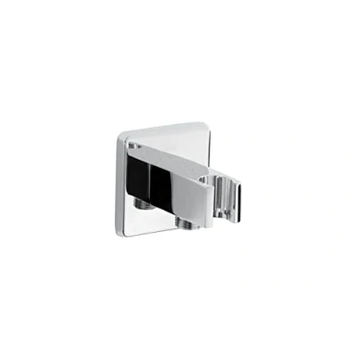 Image of Bristan C WOSQ02 Shower Acc Contemporary Square Wall Outlet with Handset Holder Bracket Accessories, Chrome Plated