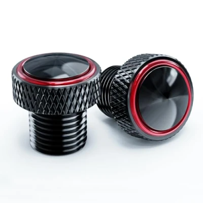 Image of 2pcs Left &amp; Right Thread Screws M10*1.25 Motorcycle CNC Mirror Hole Plugs Bolts Fit For Yamaha MT07 MT09 SP MT10 MT25 FZ09 FZ07 XSR700 MT 07 09 (Red)