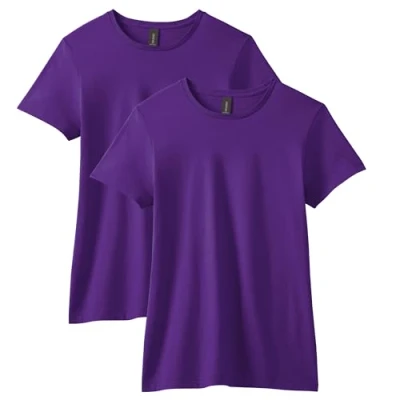 Image of Gildan Women&#039;s Softstyle Cotton T Shirt, Style G64000l, Multipack, Purple (2 Pack), XXL (Pack of 2)