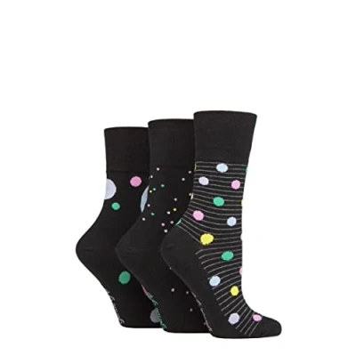 Image of Women&#039;s 3 Pair Gentle Grip Colourburst Socks Pastel Shower 4 8