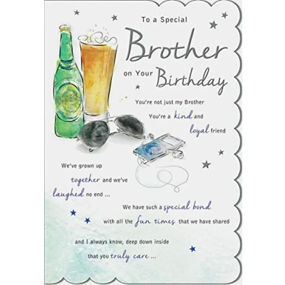 Image of Piccadilly STUNNING TOP RANGE WONDERFULLY WORDED 5 VERSE TO A SPECIAL BROTHER BIRTHDAY CARD,White,9 x 6 inch