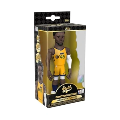 Image of Funko Gold 5&quot; NBA: Jazz Donovan Mitchell (CE&#039;21) 1/6 Odds for Rare Chase Variant Collectable Vinyl Action Figure Birthday Gift Idea Official Merchandise Ideal Toy Sports Fans