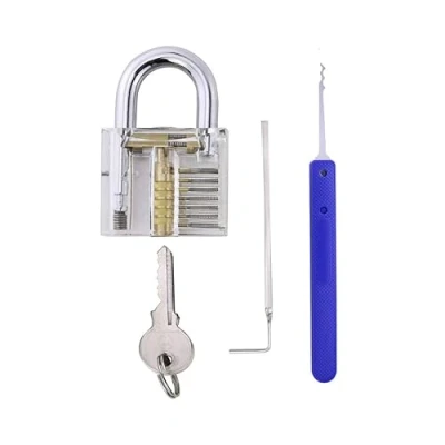 Image of Beginner Lock Pick Practice Set,Transparent with Lockpick Tool,Cheap Picking Kit (B KIT)