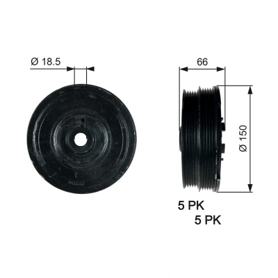 Image of LHG100750L Crankshaft Pulley GATES TVD1068 150mm without accessories PowerGrip LAND ROVER: Freelander I Off Road, Road Convertible