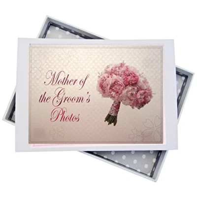 Image of White Cotton Cards Mother of The Groom Wedding, Mini Photo Album, Bouquet, Board, 12.5 x 17.5 2.5 cm