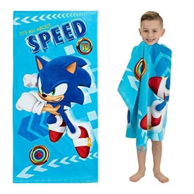 Image of Franco Kids Super Soft Cotton Beach Towel, 28 in x 58 in, Sonic The Hedgehog
