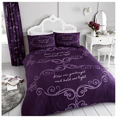 Image of GC GAVENO CAVAILIA Damask King Size Duvet Cover, Super Soft Printed Bedding Sets, Polycotton Quilt Covers, Purple