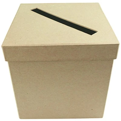 Image of Décopatch Ref EV013O Square Postboxes (Pack of 2) Papier Maché Object to Decorate 19 x 19cm with Papers &amp; PaperPatch Glue, Glitter, Paints