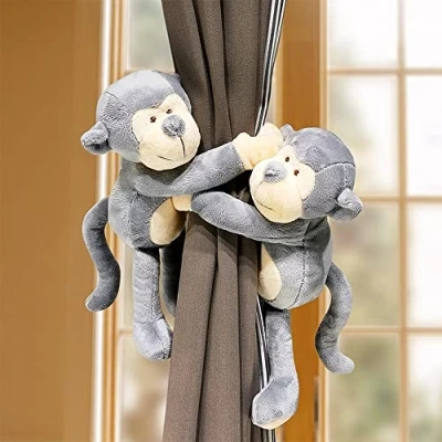 Image of NC Fabric &amp; Plush Cartoon Animal Curtain Tiebacks, 2 Pack, 30cm x 3cm, for Kids Room Decor