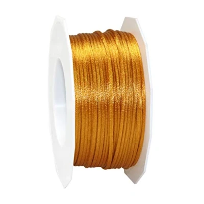 Image of C.E. Pattberg RHEIN Cord Ribbon Gold, 50 m Braided for Wrapping Gifts, Parcels, and Presents, 3 mm Width, Accessories Decorating Handicrafts Tear Resistant Decorative