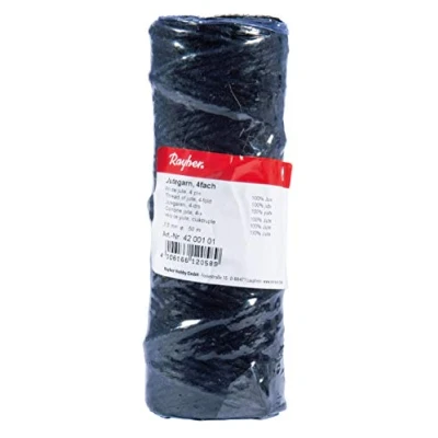 Image of Rayher 4200101 Jute Twine 3Ply, String for Craft, Floristry and Decorations, Diameter 3.5 mm, Length 50 m, black