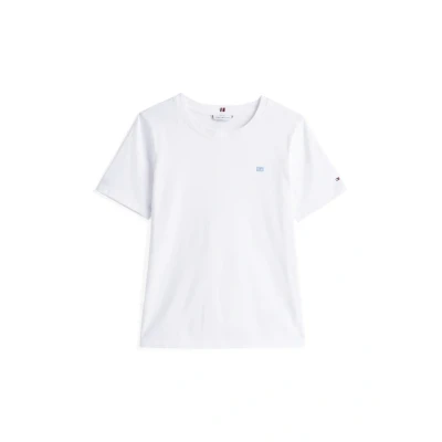 Image of Tommy Hilfiger Contrast FLAG TEE Basic Tshirt, Women&#039;s, Size: Large, Optic white