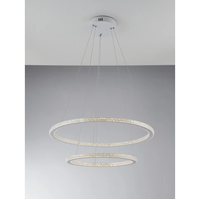 Image of Bryant Integrated LED 2 Tier Circular Crystal Pendant Light, 4000K