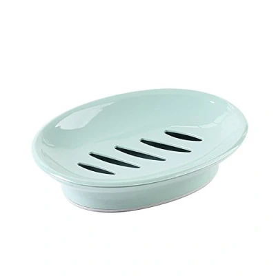 Image of dragonaur Kitchen Bathroom Double Layers Oval Soap Dishes Storage Box Holder Stand size Medium (Green)