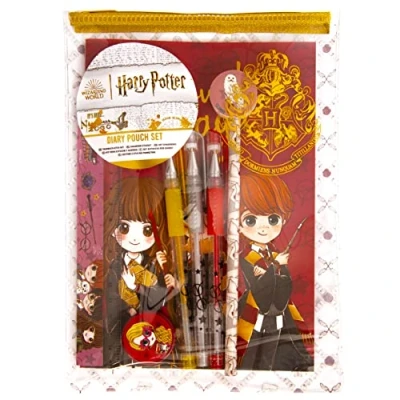 Image of Wizarding World Harry Potter Diary Set Stationery Back To School Gifts Includes Gel Pens, Pencil With Rubber, Sharpener