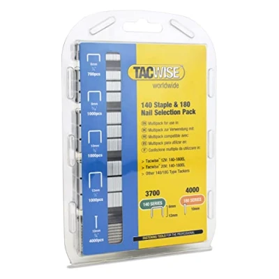 Image of Tacwise 1627 Selection Pack of Type 140 / 6 12 mm &amp; 180 10 Galvanised Staples and Nails, 7,700