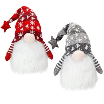 Image of PMS Small Grey Sitting Christmas Gonk 9 Inch Cute Festive Gnome Decorative Home Plush Figure