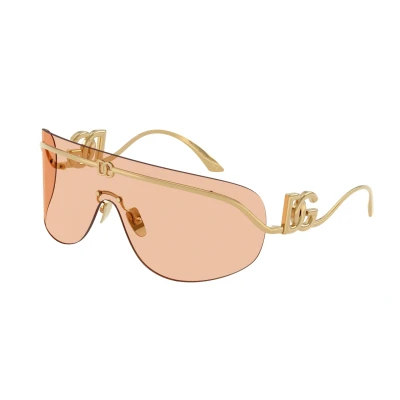 Image of Dolce &amp; Gabbana Woman DG2320 02/73 Sunglasses Metal Gold Brown Pillow Normal