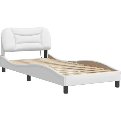 Image of Bed Frame with led without Mattress &#039;Hvar&#039; White 80x200 cm Vidaxl