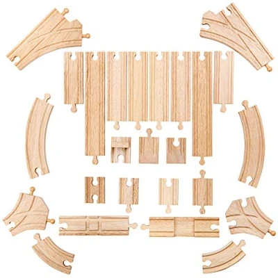 Image of Bigjigs Rail Low Level Train Track Expansion Pack 25 Piece Wooden for Sets, Quality Accessories, Compatible with most major Railway Brands