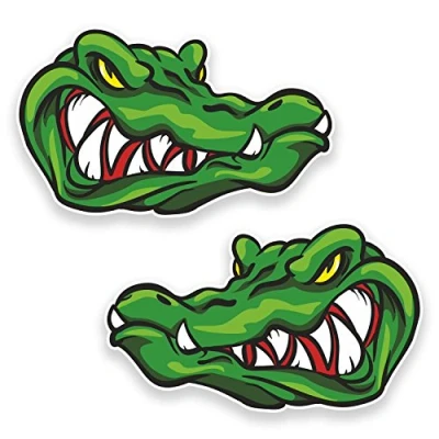 Image of 2 x 10cm Crocodile Alligator Vinyl Sticker Laptop Helmet Car Bike Skate #9197 (10cm Wide 6cm High)