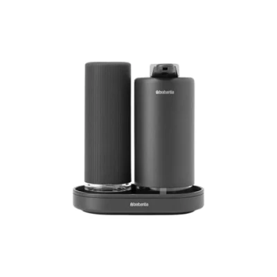 Image of Brabantia SinkStyle Soap Dispenser Set with 2 Stylish Dispensers for Hand and Dish Soap, Textured Tray, Squeezer Mineral Infinite Grey, x 200 ml