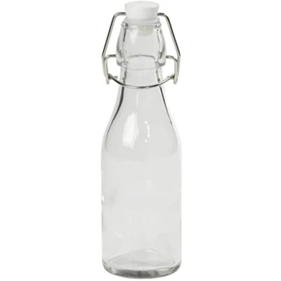 Image of Tala 270ml Cordial Bottle, Airtight Ceramic Clip Top Lid, Ideal for Oils, Juices, Beverages, Table Water, Cordials, and Much More, Clear Glass